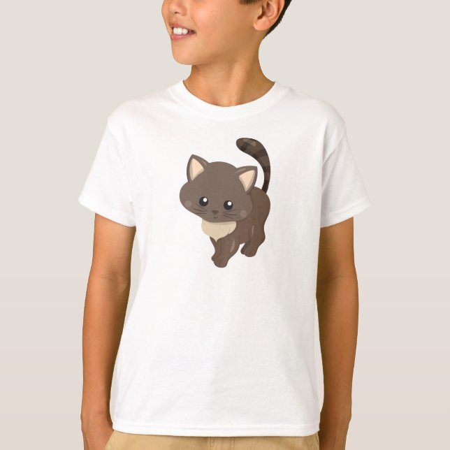 Cute Cat, Brown Cat, Little Cat, Kattunge, Kitten T Shirt (Framsida)