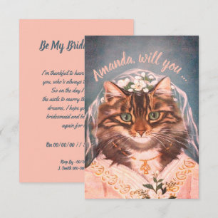 Cute cat brude be my bridesmaid/maid of honor invi inbjudningar