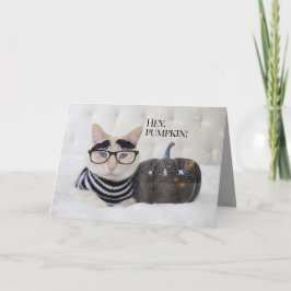 Cute Cat Bushy Eyebrows och Glass Halloween Kort
