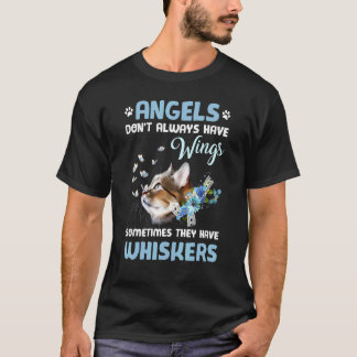 Cute Cat Butterflies Flowers Änglar H T Shirt