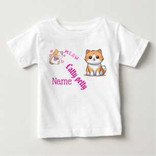 Cute Cat & Butterfly Småbarn T-Shirt - Personalise