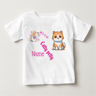 Cute Cat & Butterfly Småbarn T-Shirt - Personalise