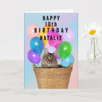 Cute Cat, byte av ålder och namn, födelsedagskort 