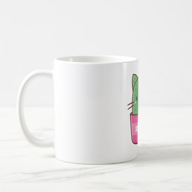 Cute Cat Cactus Plant Pun Kaffemugg (Vänster)