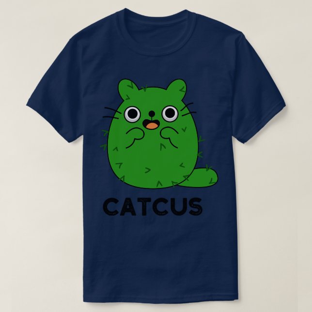 Cute Cat Cactus Pun 1 T Shirt (Design framsida)