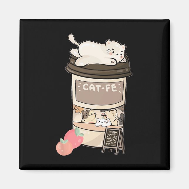 Cute Cat Cafe Magnet (Framsidan)