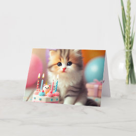 Cute Cat & Cake Helgkort