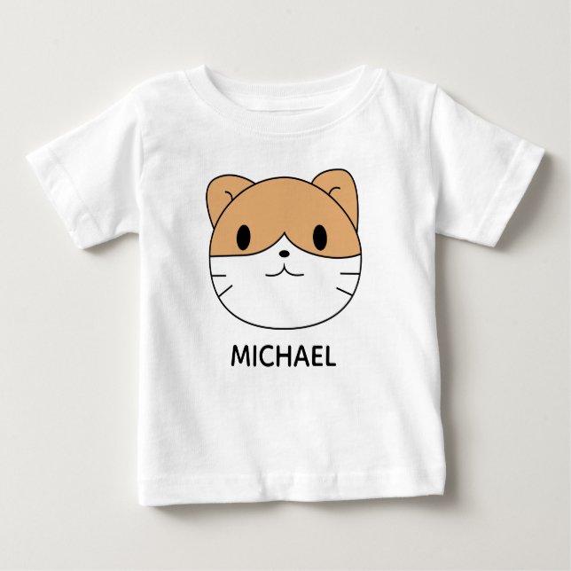 Cute Cat Cartoon Face Personalised T Shirt (Framsida)