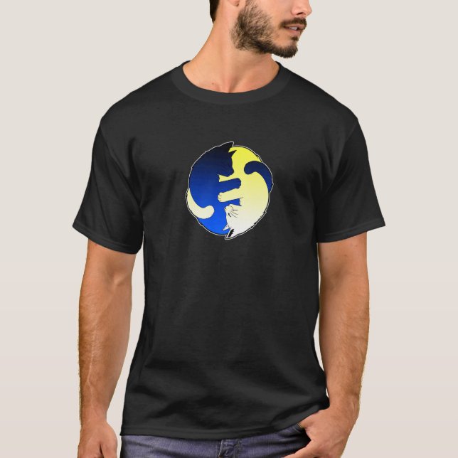 Cute Cat Cats Ying Yang Yin Yang T Shirt (Framsida)