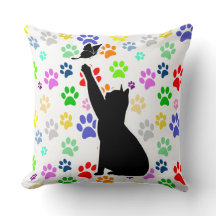 Cute Cat Chasing a butterfly på en cute Tass Mönst