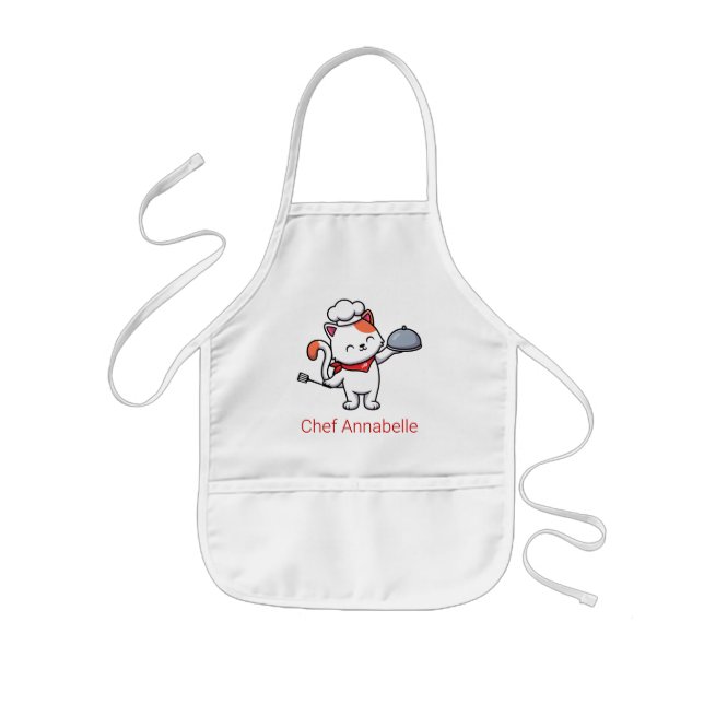 Cute Cat Chef personalize Barnförkläde (Framsidan)