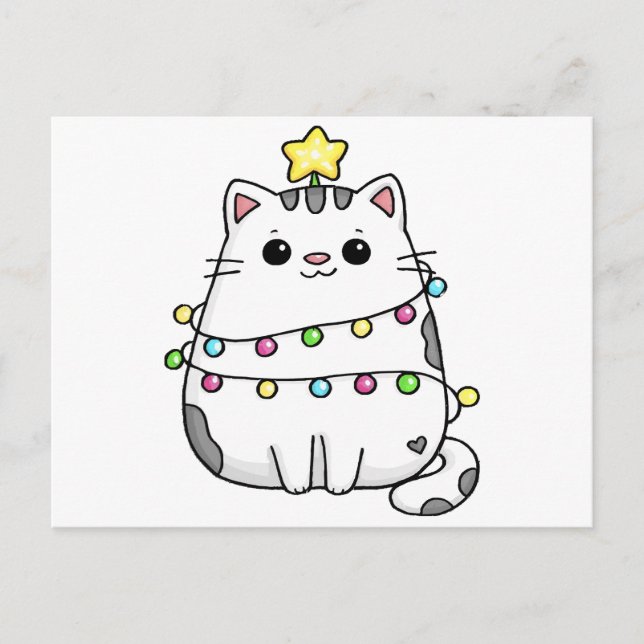 Cute Cat Christmas design  Vykort (Framsida)