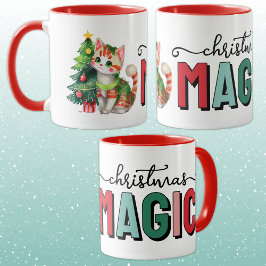 Cute cat christmas magic mugg