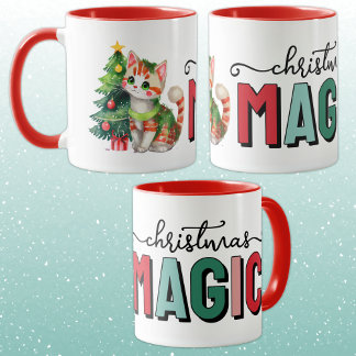 Cute cat christmas magic mugg