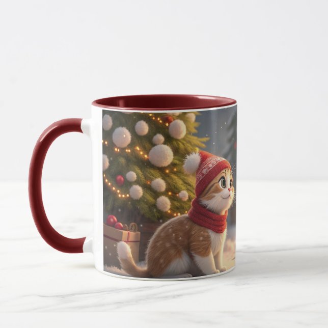 cute  cat christmas mug mugg (Vänster)