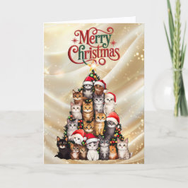 Cute Cat Christmas Tree Helgkort