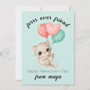 Cute cat Classroom Valentine-kort Julkort