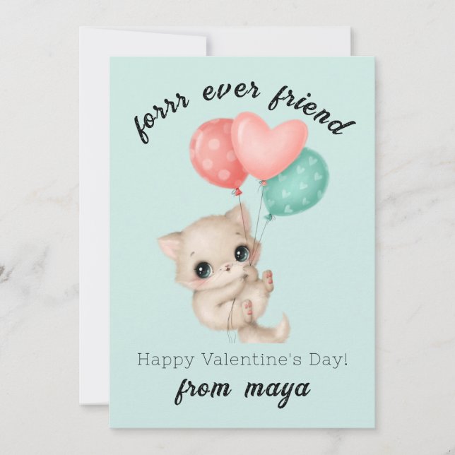 Cute cat Classroom Valentine-kort Julkort (Framsida)