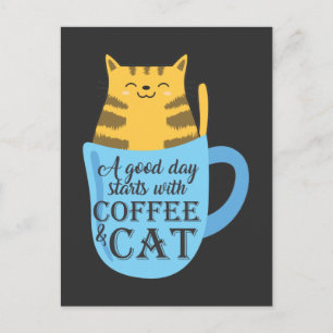 Cute Cat Coffee älskare Kattunge och Caffeine bero Vykort