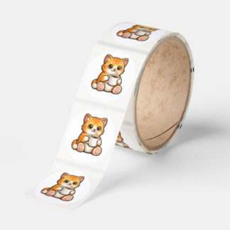 Cute Cat Coffee – Cozy Orange Cat Drinking Coffee  Runt Klistermärke