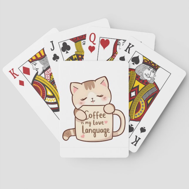 Cute Cat Coffee Love Language Casinokort (Baksidan)
