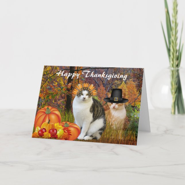 Cute Cat Collage Happy thanksgiving Anteckningskort (Framsida)