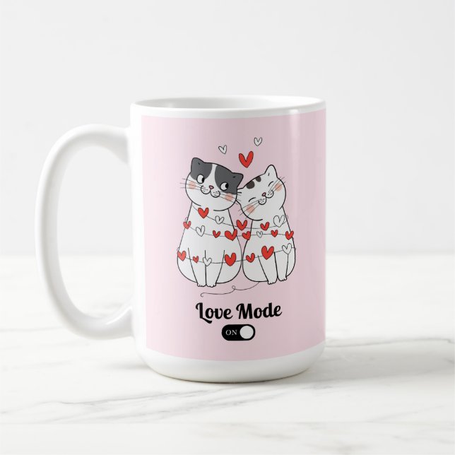 Cute Cat Couple Valentine Illustration Kaffemugg (Vänster)
