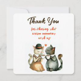 Cute Cat Couple Wedding Thank You Inbjudningar