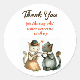 Cute Cat Couple Wedding Thank You Runt Klistermärke