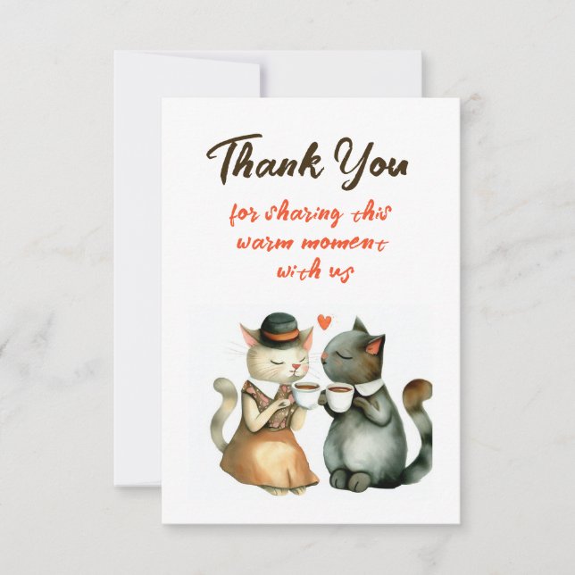 Cute Cat Couple Wedding Thank You Tack Kort (Framsida)