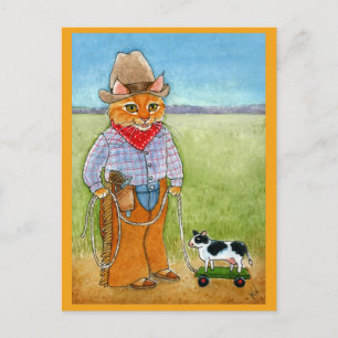 Cute cat cowboyen, vykort för leksak-kor