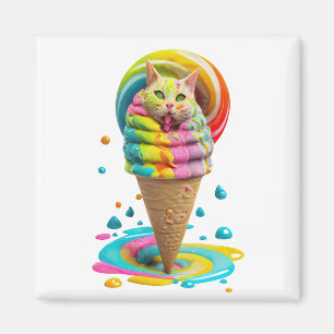 Cute Cat Cream Cone färglös Magnet