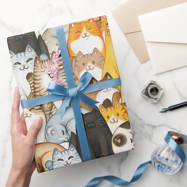Cute Cat Crowd Wrapping Paper for Cat Lovers Presentpapper (Cute Cat Crowd Wrapping Paper for Cat Lovers)