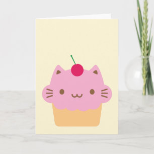 Cute Cat Cuptårta Kort