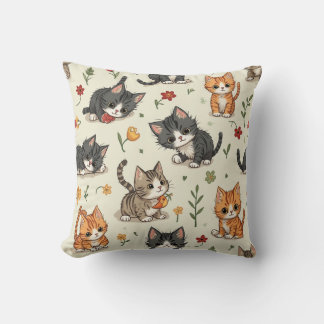 Cute cat cushion leker med leksak. kudde