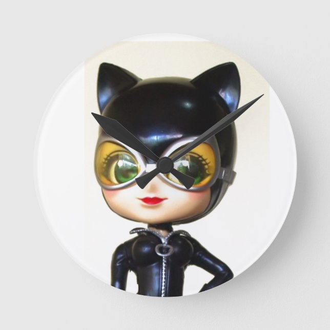 CUTE CAT DAM CLOCK RUND KLOCKA (Framsida)
