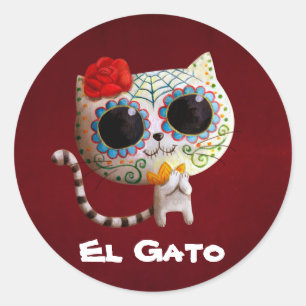 Cute Cat Day of the dead Runt Klistermärke