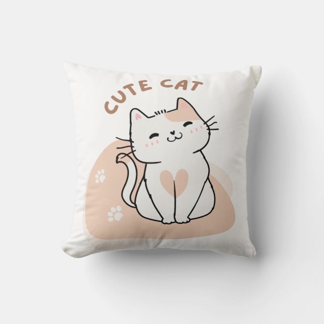 Cute Cat Dekorativ kudde - Kawaii Kattunge Decorat (Framsida)