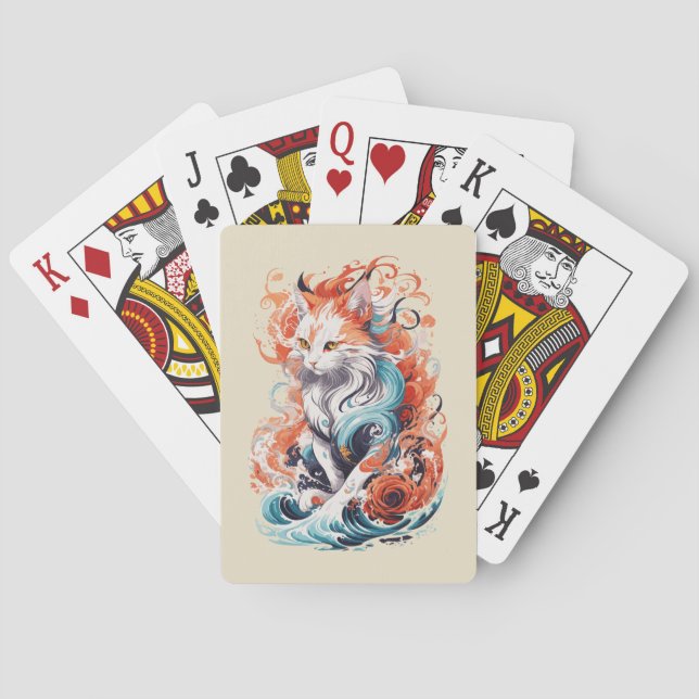 Cute Cat-design i Neo Traditional Stil Casinokort (Baksidan)