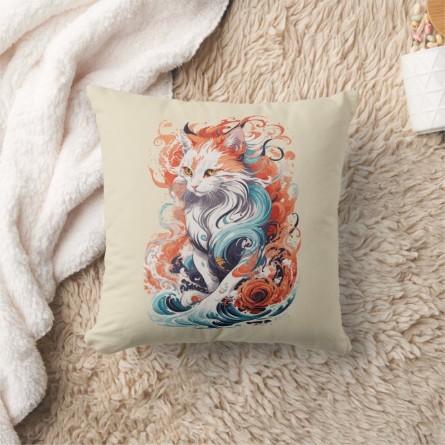 Cute Cat-design i Neo Traditional Stil Kudde (Filt)