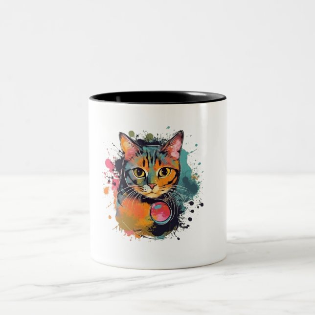 cute cat design  Två-Tonad mugg (Center)