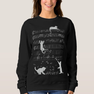 Cute Cat Distress Musik noter Kattunge Piano Music T Shirt