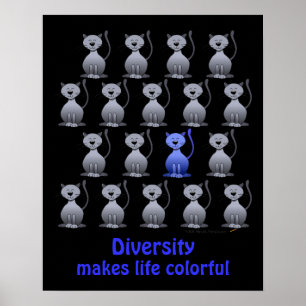 Cute Cat Diversity Poster för barn Motivation