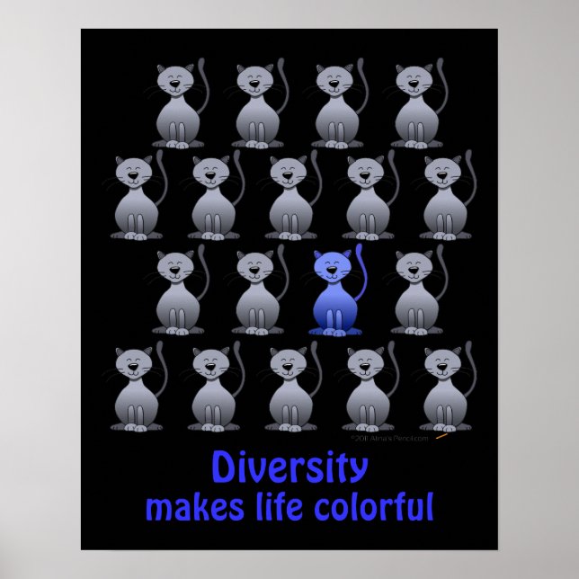 Cute Cat Diversity Poster för barn Motivation (Framsidan)