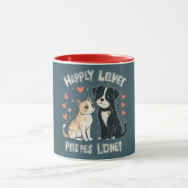 Cute Cat & Dog Love Funny Pet Couple Cartoon Gift Mugg