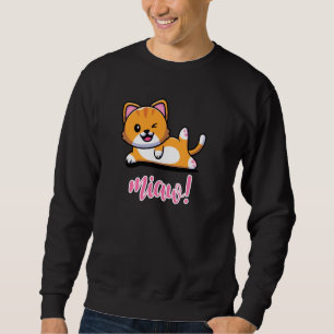 Cute Cat Doing Yoga Funny Yoga Cat Pullover Lång Ärmad Tröja
