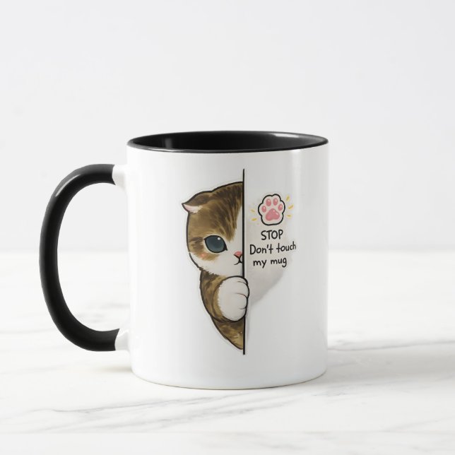 Cute Cat Don’t Touch My Mug Coffee Mug Mugg (Vänster)