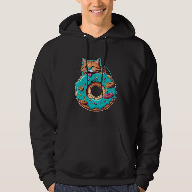 Cute Cat Donut Graphic Tees Men Women Boys Girls Hoodie (Framsida)