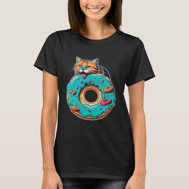 Cute Cat Donut Graphic Tees Men Women Boys Girls T Shirt (Framsida)