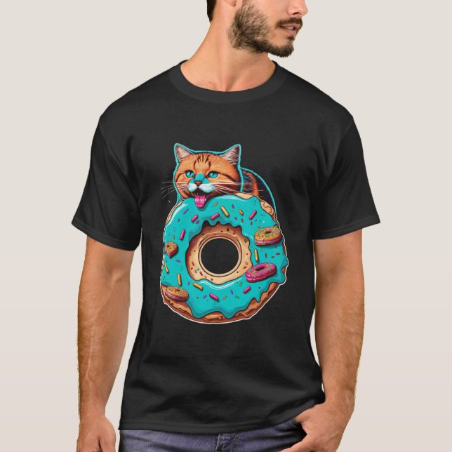 Cute Cat Donut Graphic Tees Men Women Boys Girls T Shirt (Framsida)